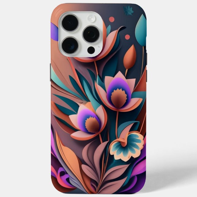 Abstract Modern Purpul Khaki Grey Fractal Flower Case-Mate iPhone Case (Back)