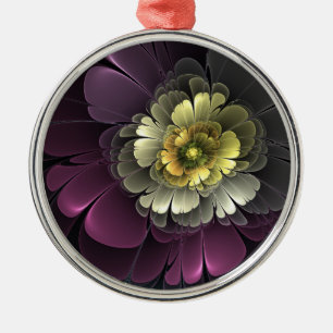 Abstract Modern Purpur Khaki Gray Fractal Flower Metal Tree Decoration