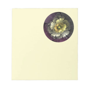 Abstract Modern Purpur Khaki Gray Fractal Flower Notepad