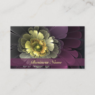 Abstract Modern Purpur Khaki Grey Fractal Flower Business Card