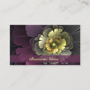 Abstract Modern Purpur Khaki Grey Fractal Flower Business Card