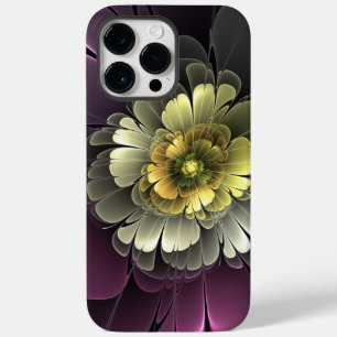 Abstract Modern Purpur Khaki Grey Fractal Flower Case-Mate iPhone 14 Pro Max Case