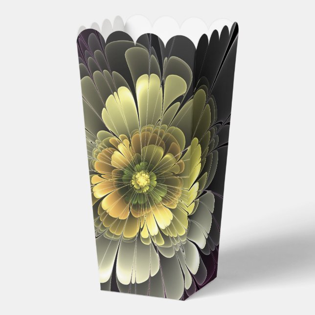 Abstract Modern Purpur Khaki Grey Fractal Flower Favour Box (Front)