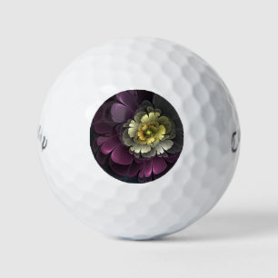Abstract Modern Purpur Khaki Grey Fractal Flower Golf Balls