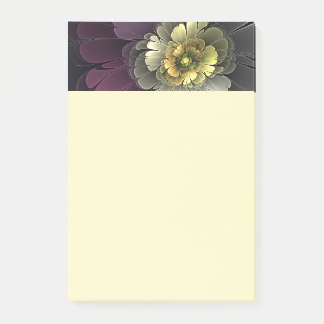 Abstract Modern Purpur Khaki Grey Fractal Flower Post-it Notes (Front)