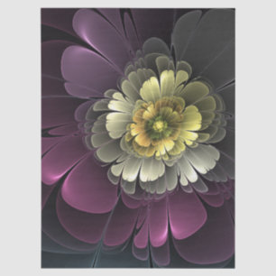 Abstract Modern Purpur Khaki Grey Fractal Flower Tissue Paper