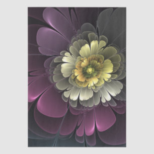 Abstract Modern Purpur Khaki Grey Fractal Flower Tissue Paper