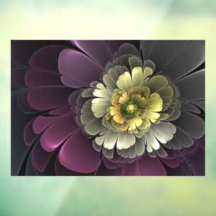 Abstract Modern Purpur Khaki Grey Fractal Flower Window Cling