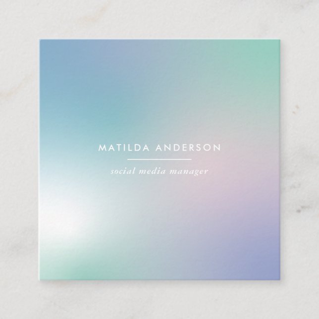 Abstract modern rainbow gradient square business card (Front)
