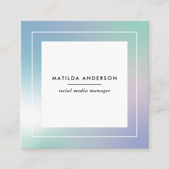 Abstract modern rainbow gradient square business card (Front)