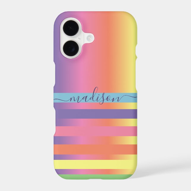 Abstract Modern Rainbow Your Name Monogram (Back)