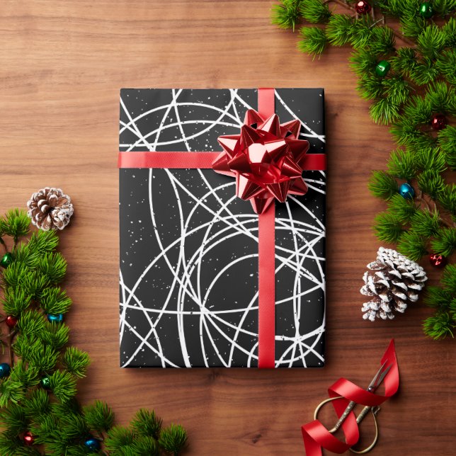 Abstract Modern Random Scribble Dots Wrapping Paper (Holiday Gift)