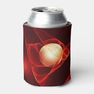 Abstract Modern Red Cream Fantasy Fractal Art Can Cooler