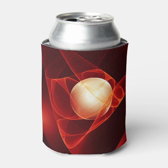Abstract Modern Red Cream Fantasy Fractal Art Can Cooler (Can Front)