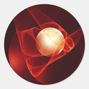 Abstract Modern Red Cream Fantasy Fractal Art Classic Round Sticker