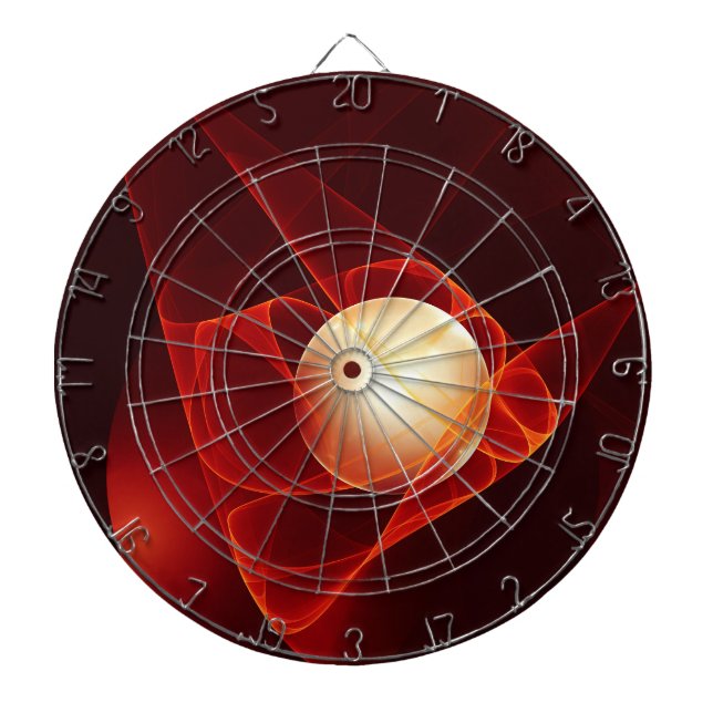 Abstract Modern Red Cream Fantasy Fractal Art Dartboard (Front)