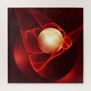 Abstract Modern Red Cream Fantasy Fractal Art Jigsaw Puzzle