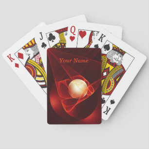 Abstract Modern Red Cream Fantasy Fractal Name Playing Cards