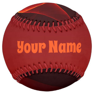 Abstract Modern Red Cream Fantasy Fractal Name Softball