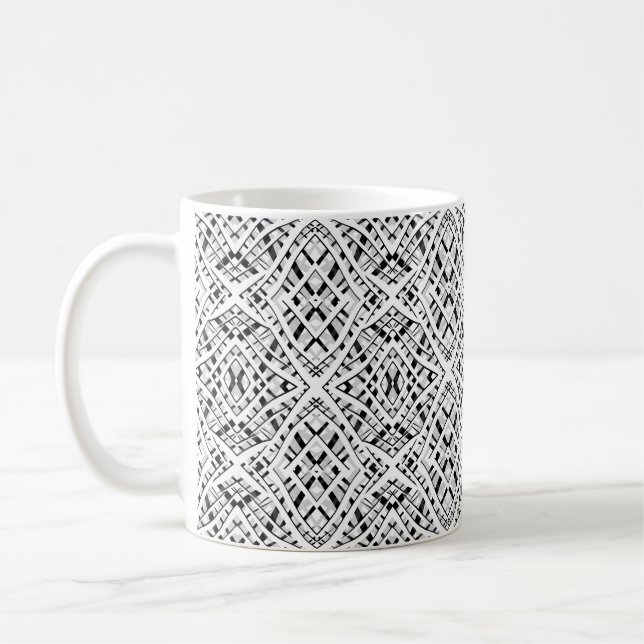 Abstract modern seamless ornamental white black ar coffee mug (Left)