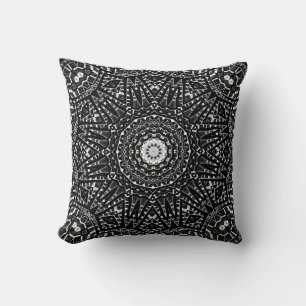 Abstract modern seamless ornamental white black ar cushion
