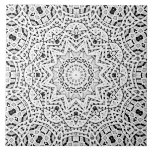 Abstract modern seamless ornamental white black ar tile