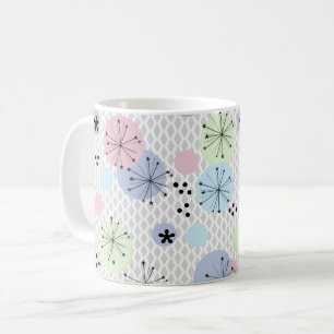 Abstract modern shapes circles polka dots light wh coffee mug