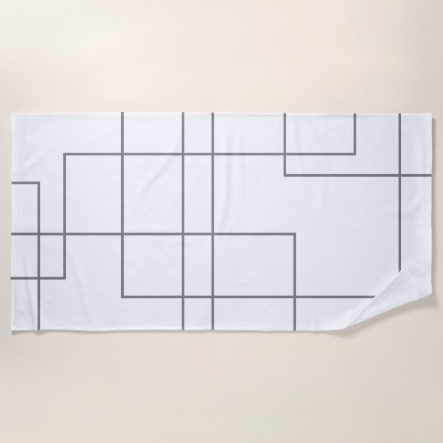 Abstract, modern, simple, minimal line pattern art beach towel (Front)