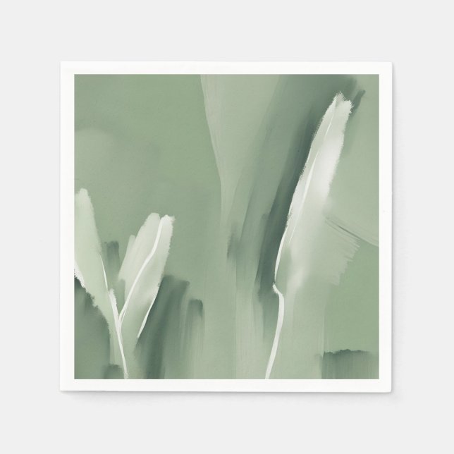 Abstract Modern Simple Sage Green Watercolor Paint Napkin (Front)