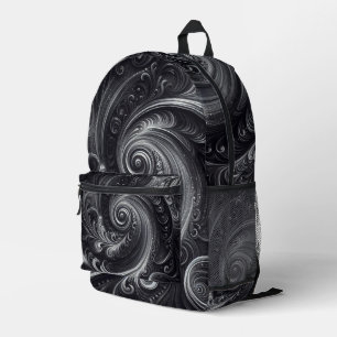 Abstract Modern Simple Swirling Black and White Printed Backpack