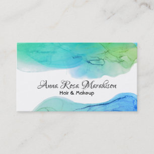 *~* Abstract Modern Simple Watercolor Blue Aqua Business Card
