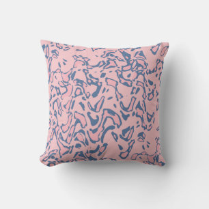 Abstract modern splashes pink navy colours pattern cushion