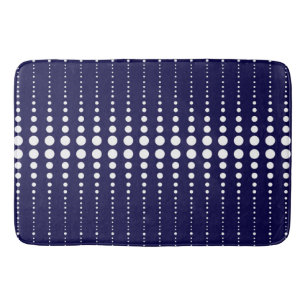 Abstract modern stylish navy white lines dots circ bath mat
