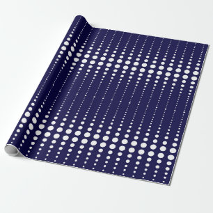 Abstract modern stylish navy white lines dots circ wrapping paper