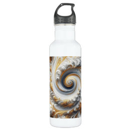 Abstract Modern Swirling Gold, Black and White 710 Ml Water Bottle
