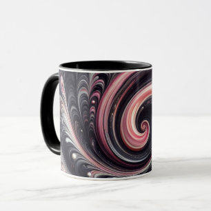 Abstract Modern Swirling Pink, Black and White  Mug