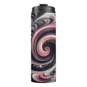 Abstract Modern Swirling Pink, Black and White Thermal Tumbler