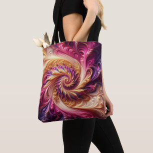 Abstract Modern Swirling Pink, Gold and Purple  Tote Bag