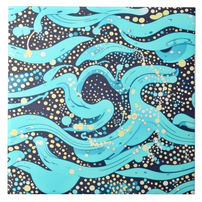 Abstract Modern Teal Blue Pattern  Tile (Front)