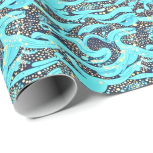 Abstract Modern Teal Blue Pattern Wrapping Paper
