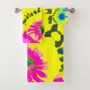 ABSTRACT MODERN TIE-DYE  BATH TOWEL SET