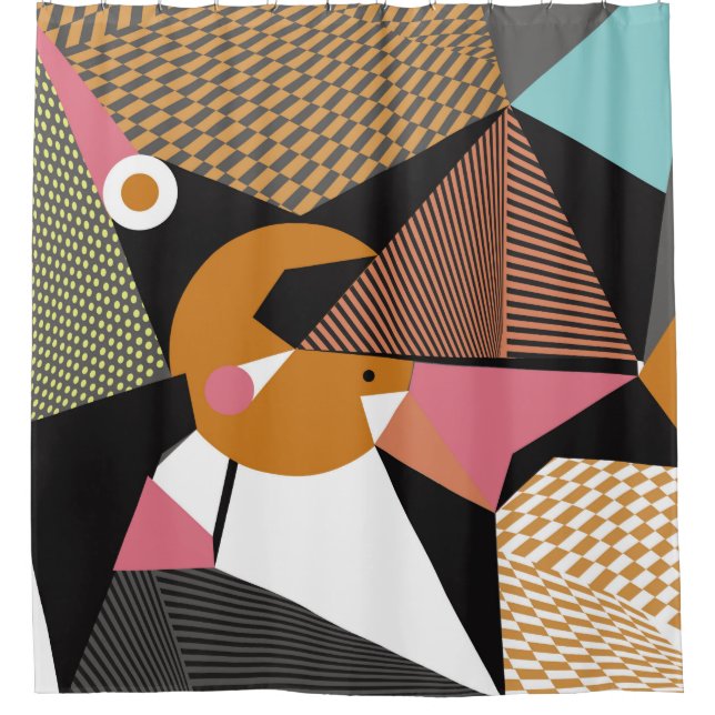 Abstract modern triangles background pattern illus shower curtain (Front)