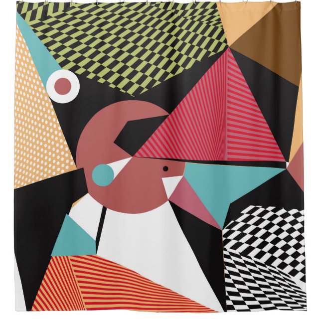 Abstract modern triangles background pattern illus shower curtain (Front)