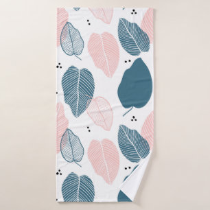 Abstract modern tropical leaves pattern bath towel set