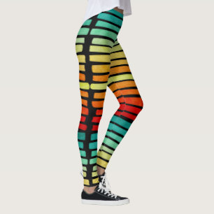 Abstract Modern Tropical Summer Colors Brushstroke Leggings