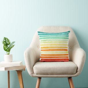 Abstract Modern Tropical Summer Colours Brushstrok Cushion