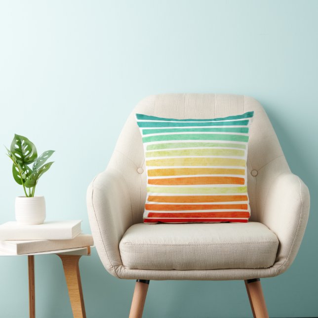 Abstract Modern Tropical Summer Colours Brushstrok Cushion (Chair)