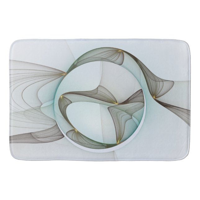 Abstract Modern Turquoise Brown Gold Elegance Bath Mat (Front)