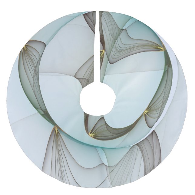 Abstract Modern Turquoise Brown Gold Elegance Brushed Polyester Tree Skirt (Front)