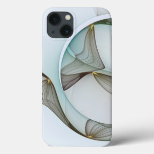 Abstract Modern Turquoise Brown Gold Elegance iPhone 13 Case